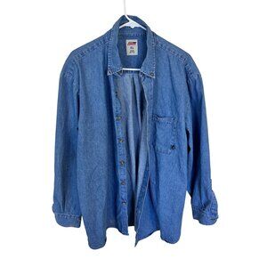 Dickies Mens Blue Denim Shirt XL Long Sleeve Cotton Workwear Button Up